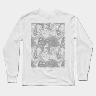 Pastel Grey Silk Marble - Digital Liquid Paint Long Sleeve T-Shirt